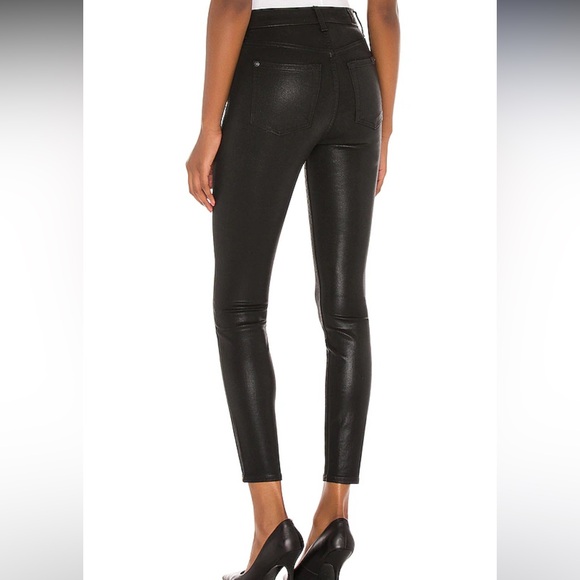7 for all Mankind The High Waist Ankle Skinny With Faux Pockets in Black Coated - Picture 6 of 6